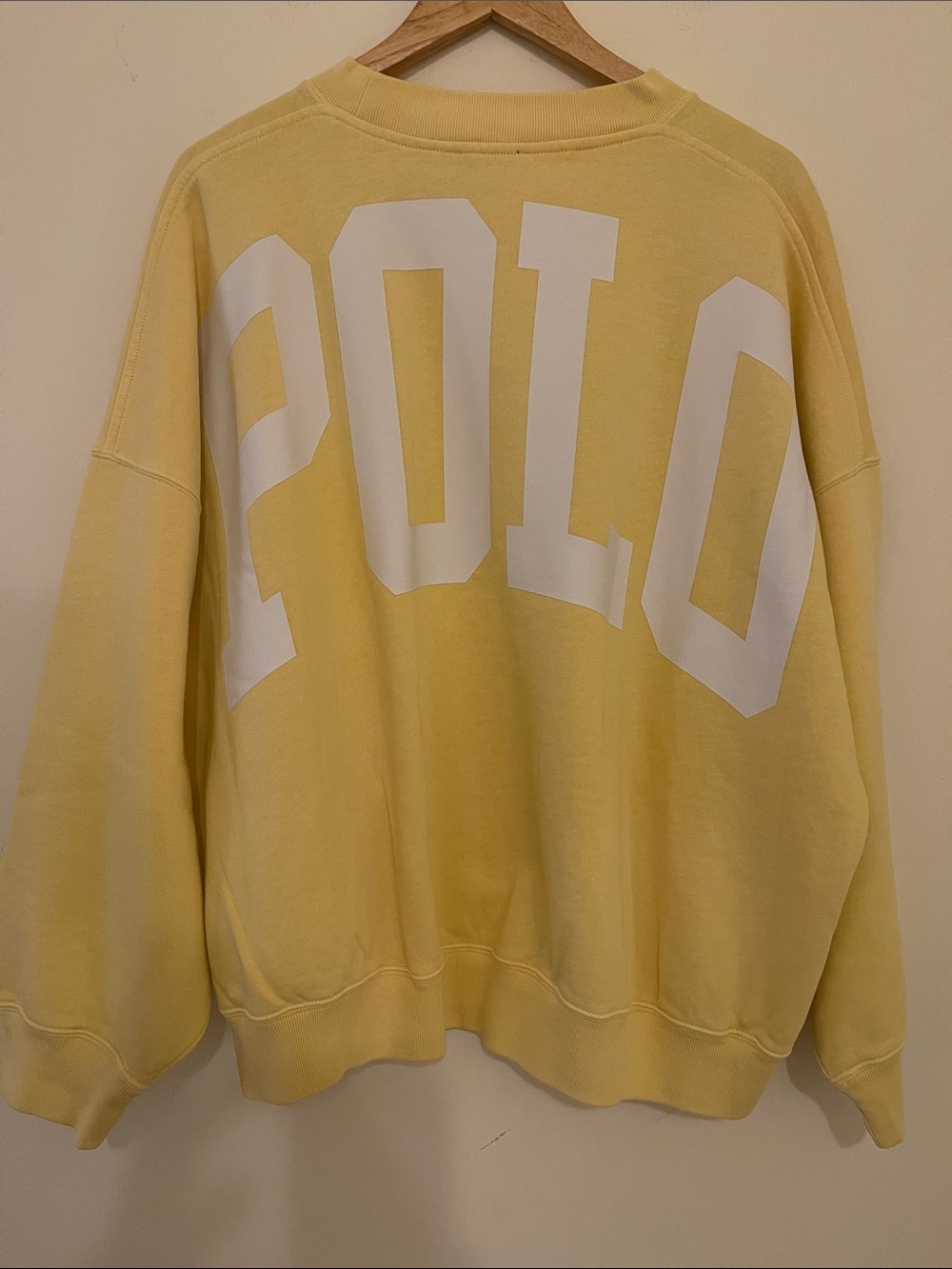 Polo by Ralph Lauren Pale Yellow Crewneck Sweatshirt with White Graphic New